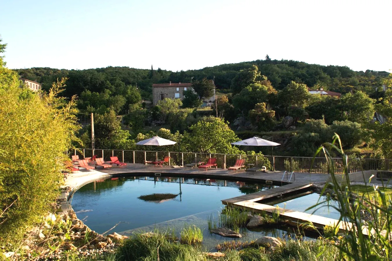 Piscine Domaine Riberach Restaurant étoilé Spa Piscine naturelle Vignoble bio à Bélesta Piscine Domaine Riberach Restaurant étoilé Spa Piscine naturelle Vignoble bio à Bélesta