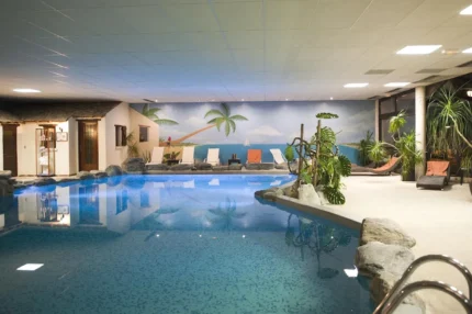 Piscine intérieure avec spa Auberge Du Camp Romain à Chassey-le-Camp