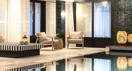 Piscine intérieure avec vue et spa à Carnac Le Celtique & Spa
